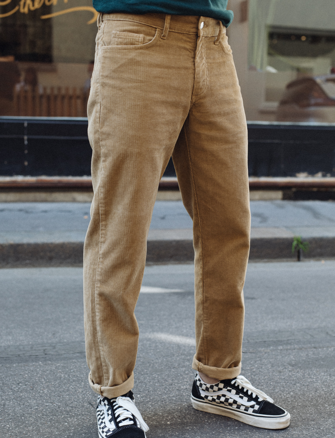 cuisse de grenouille CHARLES - Pantalons 5 poches velour Beige