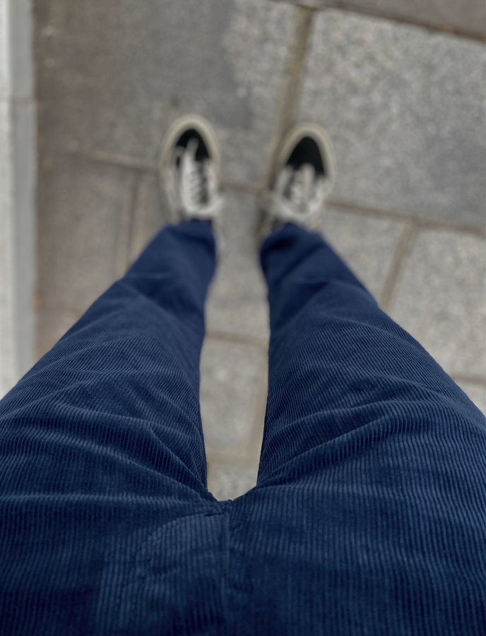 Cuisse De Grenouille CHARLES - Pantalons 5 Poches Velour Bleu Marine
