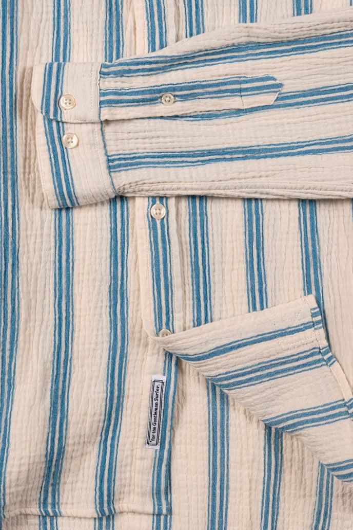 Cuisse De Grenouille CHEMISE BUTTON DOWN EN GAZE DE COTON BLANC BLEU