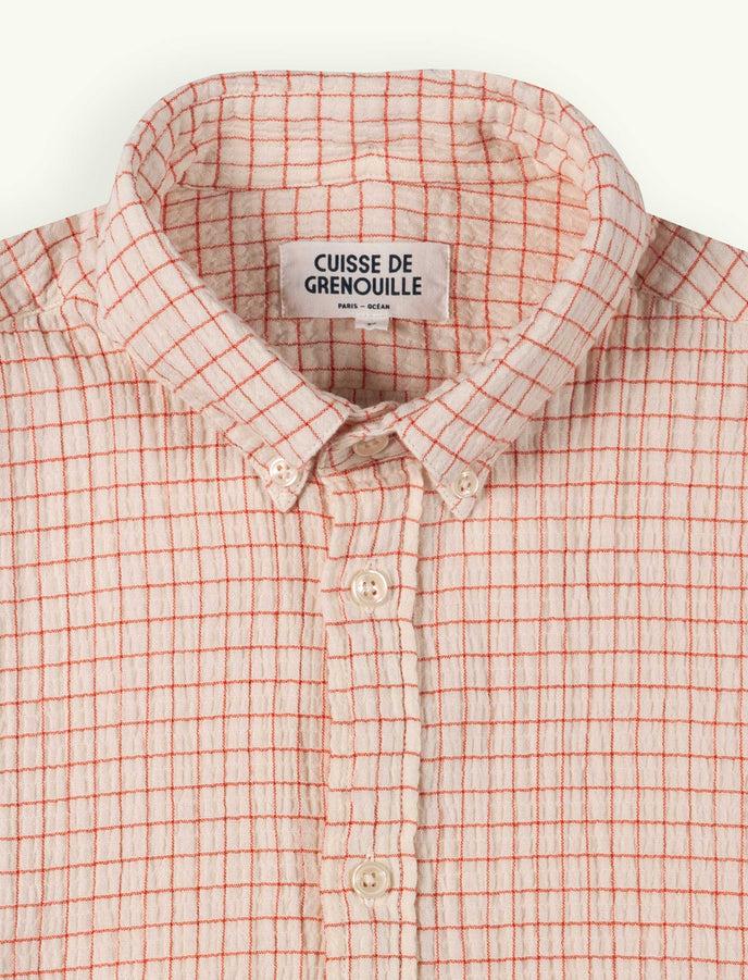 Cuisse De Grenouille CHEMISE BUTTON DOWN EN GAZE DE COTON BLANC ROUGE