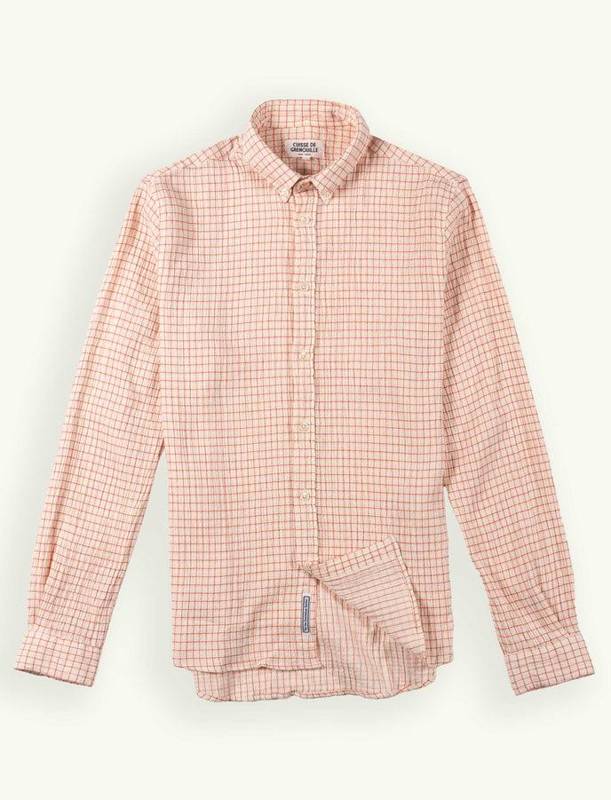 cuisse de grenouille CHEMISE BUTTON DOWN EN GAZE DE COTON BLANC ROUGE