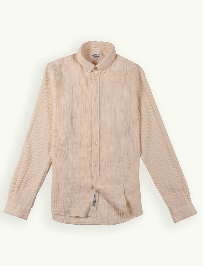 cuisse de grenouille CHEMISE BUTTON DOWN EN GAZE DE COTON CRÈME