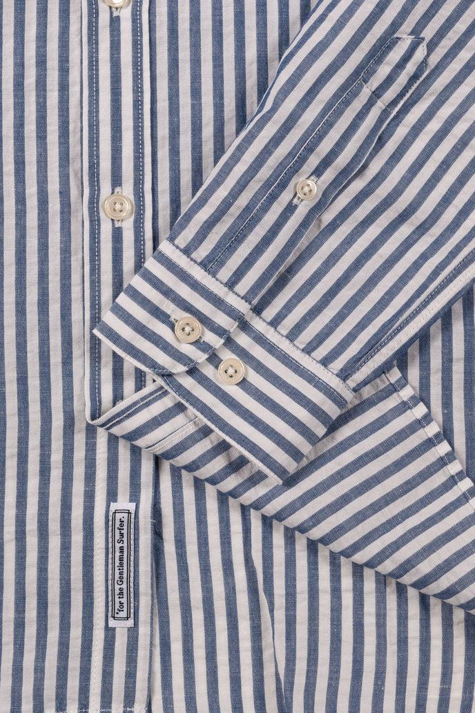Cuisse De Grenouille CHEMISE COTON LIN RAYÉE BLEU BLANC