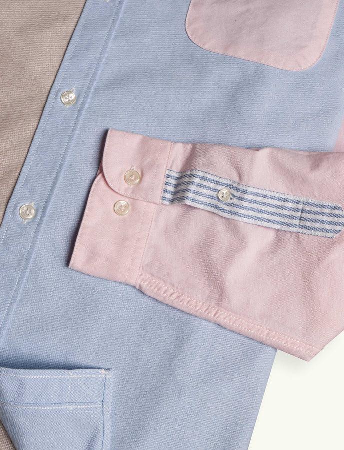 Cuisse De Grenouille CHEMISE OXFORD POCHE BLEU-ROSE-BEIGE-VERT-RAYÉ