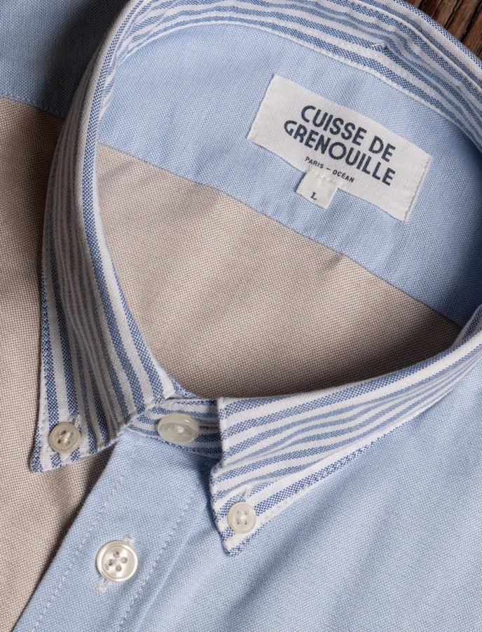 cuisse de grenouille CHEMISE OXFORD POCHE BLEU-ROSE-BEIGE-VERT-RAYÉ