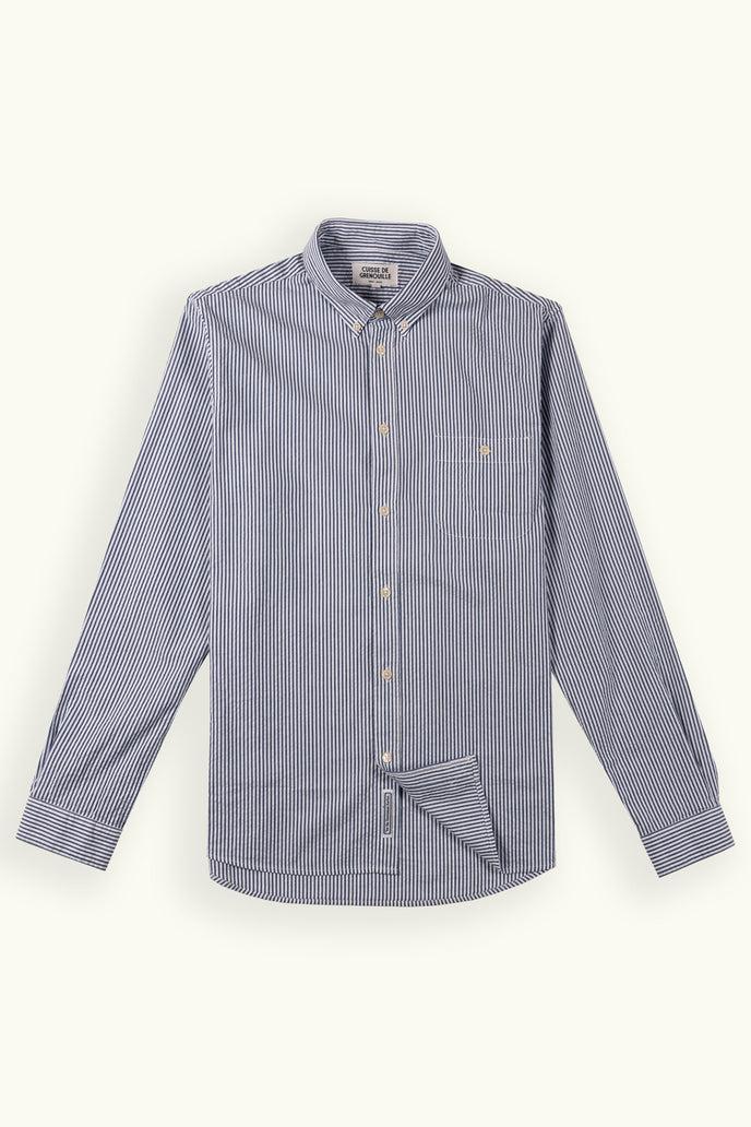Cuisse De Grenouille CHEMISE SEVERIN SEERSUCKER RAYÉE NAVY BLANC