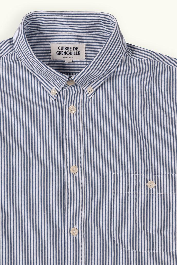 Cuisse De Grenouille CHEMISE SEVERIN SEERSUCKER RAYÉE NAVY BLANC