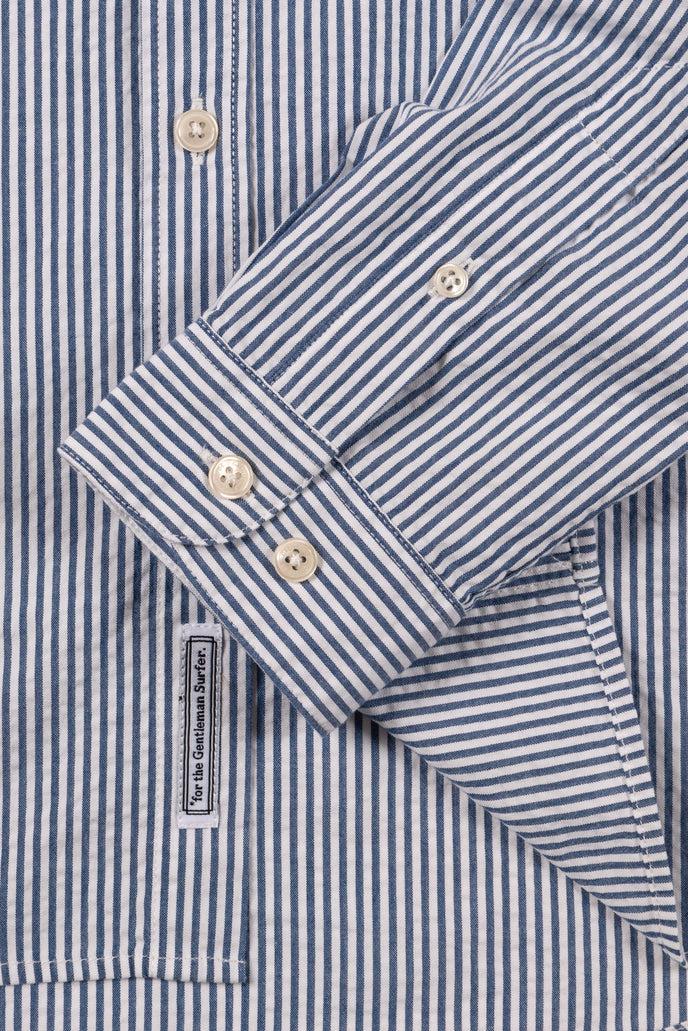 Cuisse De Grenouille CHEMISE SEVERIN SEERSUCKER RAYÉE NAVY BLANC