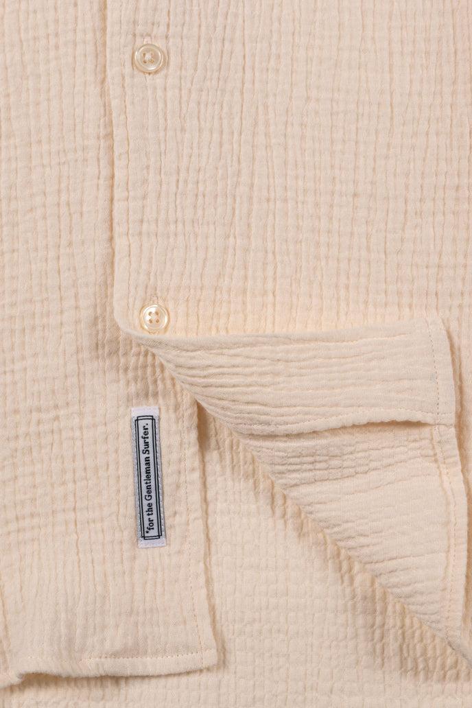 Cuisse De Grenouille CHEMISETTE COL CUBAIN EN GAZE DE COTON CRÈME