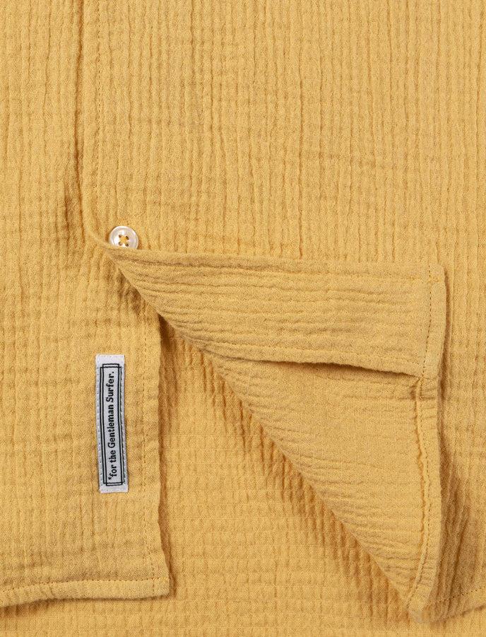 Cuisse De Grenouille CHEMISETTE COL CUBAIN EN GAZE DE COTON MOUTARDE