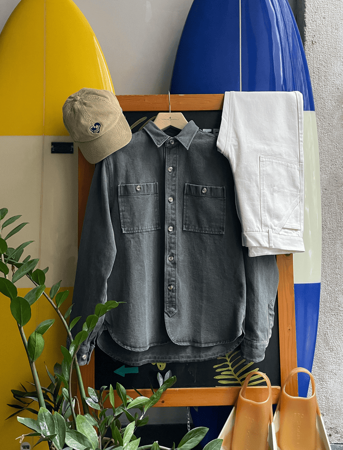 Cuisse De Grenouille SURCHEMISE TWILL GRIS DÉLAVÉ