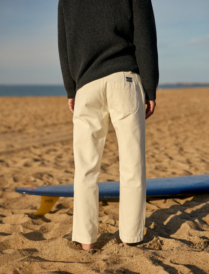Cuisse De Grenouille FATIGUE PANT ECRU AVEC BANDE VELOURS ECRU