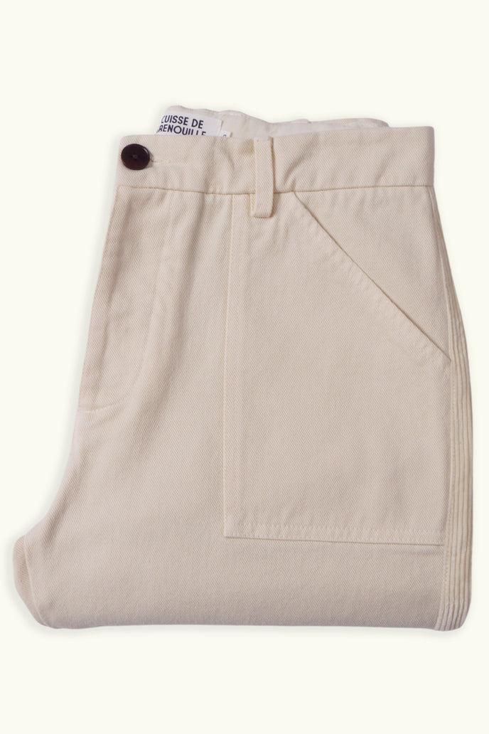 Cuisse De Grenouille FATIGUE PANT ECRU AVEC BANDE VELOURS ECRU