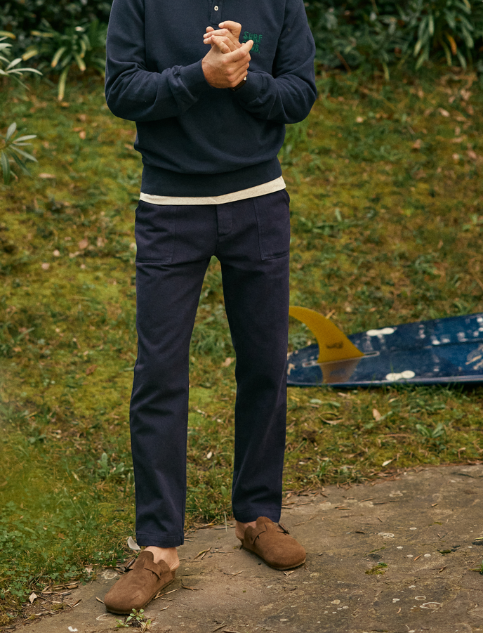 cuisse de grenouille FATIGUE PANT NAVY AVEC BANDE VELOURS NAVY