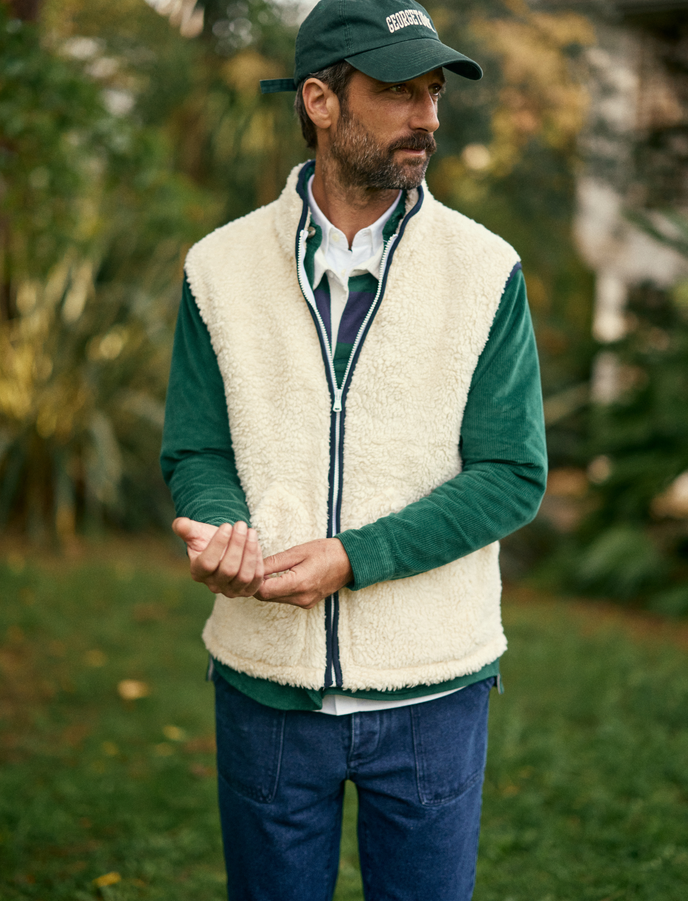 cuisse de grenouille GILET SANS MANCHE EN POLAIRE ECRU TOM