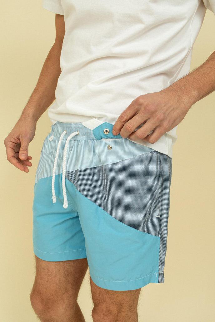 cuisse de grenouille MAILLOT INDIEN BLEU CIEL - BLANC