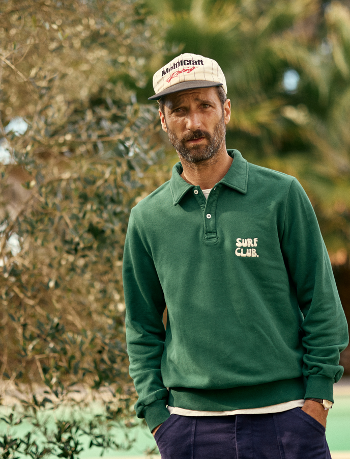 cuisse de grenouille SWEAT POLO VERT SAPIN SURF CLUB