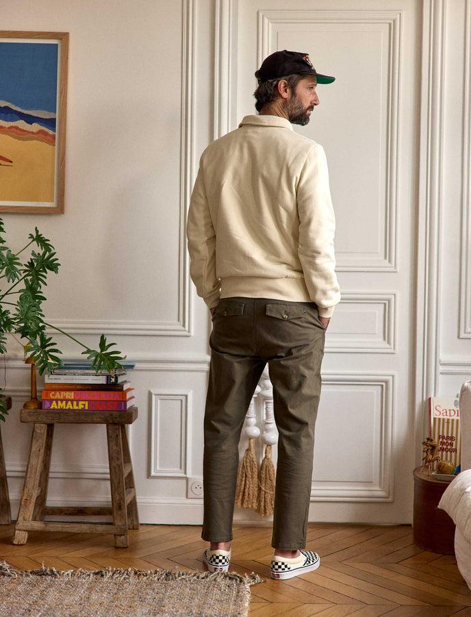 Cuisse De Grenouille SWEATSHIRT POLO ECRU BRODERIE "SURF CLUB"