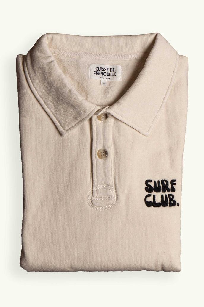 cuisse de grenouille SWEATSHIRT POLO ECRU BRODERIE "SURF CLUB"