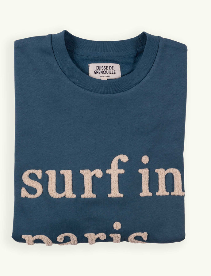 cuisse de grenouille SWEATSHIRT SURF IN PARIS BLEU ARDOISE