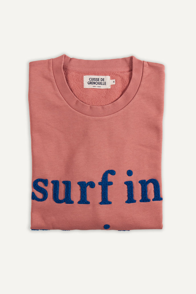 Cuisse De Grenouille SWEATSHIRT SURF IN PARIS VIEUX ROSE / BLEU