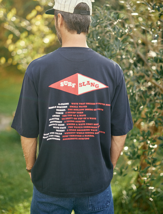 Cuisse De Grenouille TEE-SHIRT OVERSIZE EPAIS NAVY 'SURF FEVER-SURF SLANG'