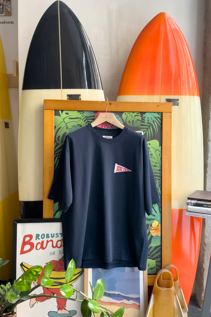 Cuisse De Grenouille TEE-SHIRT OVERSIZE EPAIS NAVY 'SURF FEVER-SURF SLANG'