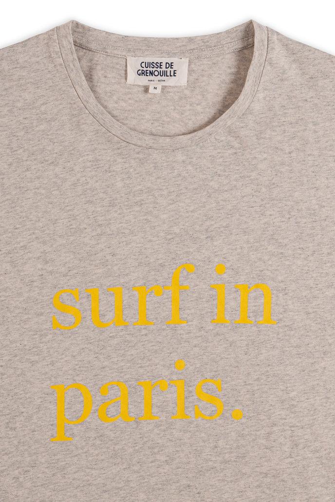 Cuisse De Grenouille TEE-SHIRT SURF IN PARIS GRIS CLAIR CHINÉ / JAUNE