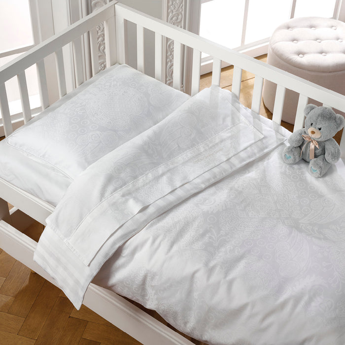 Cxl By Christian Lacroix Couverture Pour Le Bébé - Ultra Doux En 100% Satin De Coton Tissé Jacquard Arles Blanc