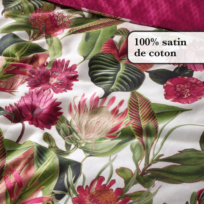 Cxl By Christian Lacroix Drap-housse Satin De Coton - Garden Micro Fuchsia