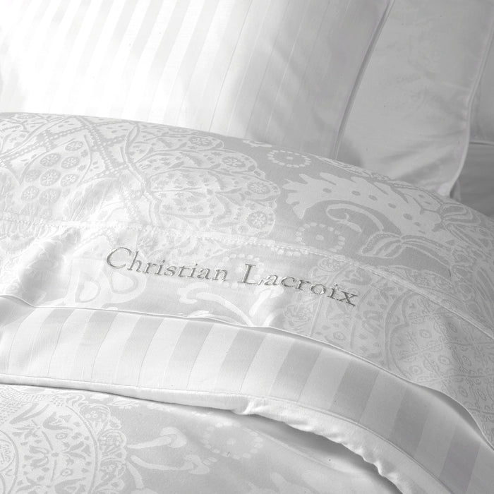 Cxl By Christian Lacroix Drap Plat Satin De Coton Rayure Tissé Jacquard - Blanc