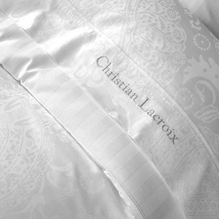 Cxl By Christian Lacroix Drap Plat Satin De Coton Rayure Tissé Jacquard - Blanc