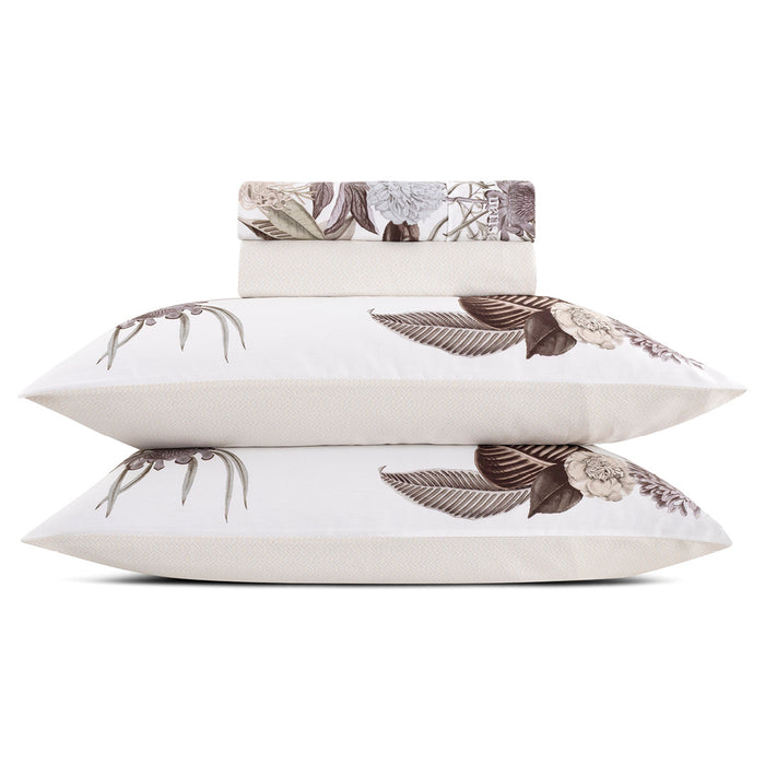 cxl by christian lacroix Ensemble de draps : drap-housse drap plat taie(s) d'oreiller en satin de coton - dessin Garden Taupe cxl by christian lacroix Ensemble de draps : drap-housse drap plat taie(s) d'oreiller en satin de coton - dessin Garden Taupe