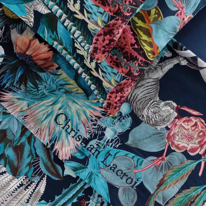 Cxl By Christian Lacroix Ensemble De Draps : Drap-housse Drap Plat Taie(s) D'oreiller En Satin De Coton - Dessin Zanzibar Bleu