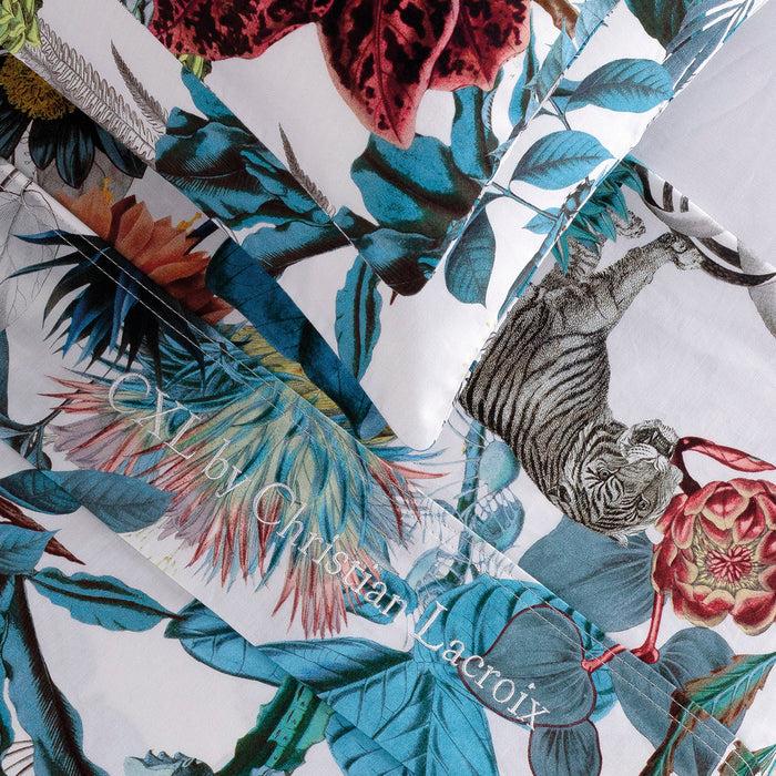 Cxl By Christian Lacroix Ensemble De Draps : Drap-housse Drap Plat Taie(s) D'oreiller En Satin De Coton - Dessin Zanzibar Blanc