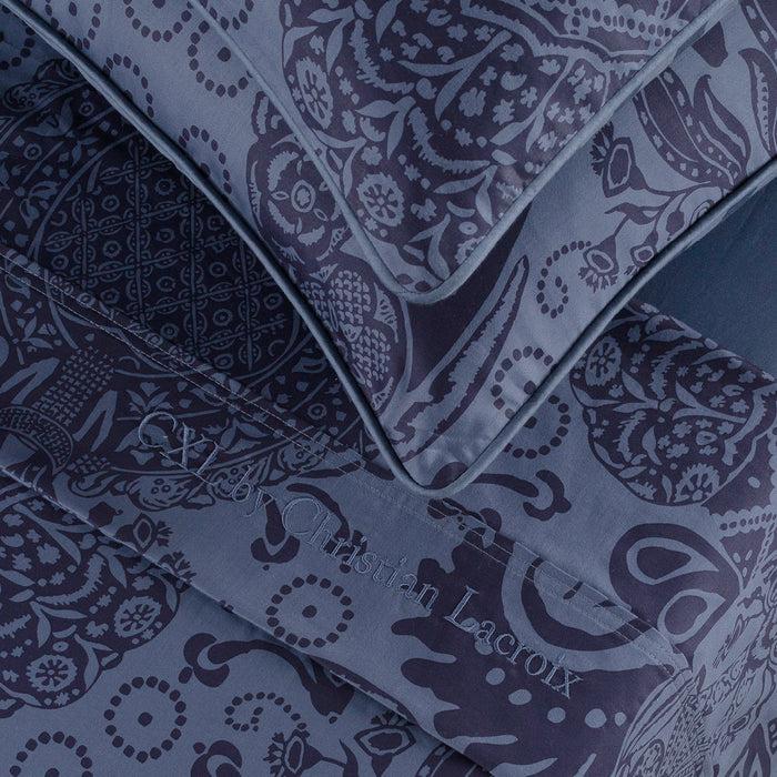 Cxl By Christian Lacroix Ensemble De Draps : Drap-housse Drap Plat Taie(s) D'oreiller En Satin De Coton - Dessin Arles Bleu