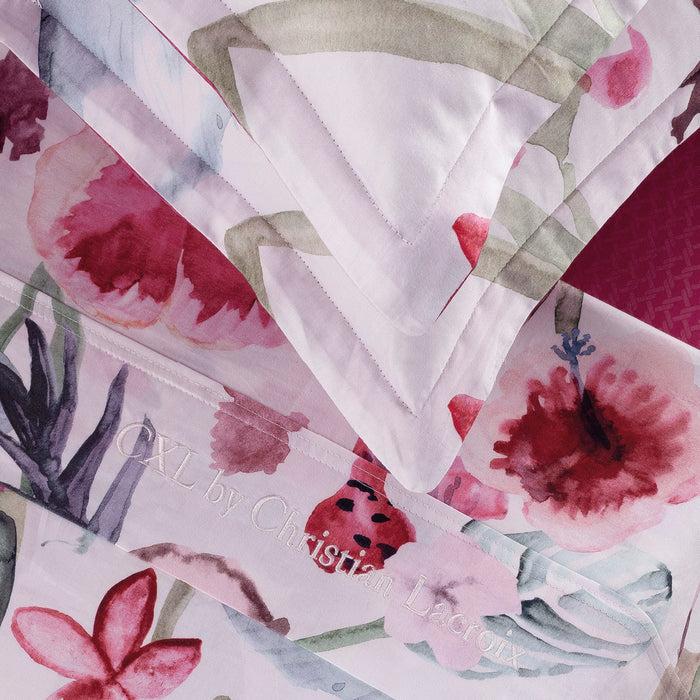 Cxl By Christian Lacroix Ensemble De Draps : Drap-housse Drap Plat Taie(s) D'oreiller En Satin De Coton - Dessin Exotique Framboise