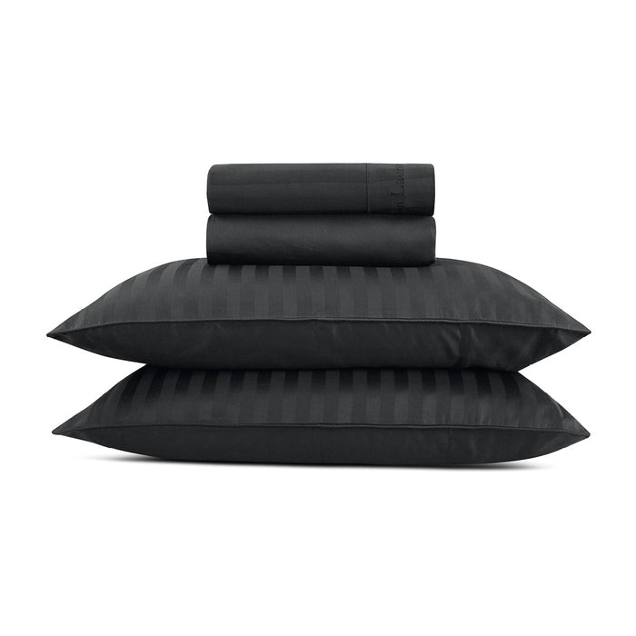 cxl by christian lacroix Ensemble de draps : drap-housse drap plat taie(s) d'oreiller en satin de coton - tissé Jacquard - dessin Rayure Noir