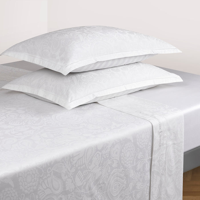 Cxl By Christian Lacroix Ensemble De Draps : Drap-housse Drap Plat Taie(s) D'oreiller En Satin De Coton - Tissé Jacquard - Dessin Love Stories Blanc