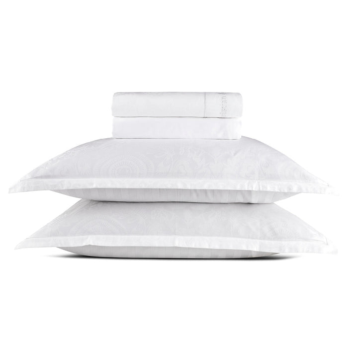 cxl by christian lacroix Ensemble de draps : drap-housse drap plat taie(s) d'oreiller en satin de coton - tissé Jacquard - dessin Love Stories Blanc