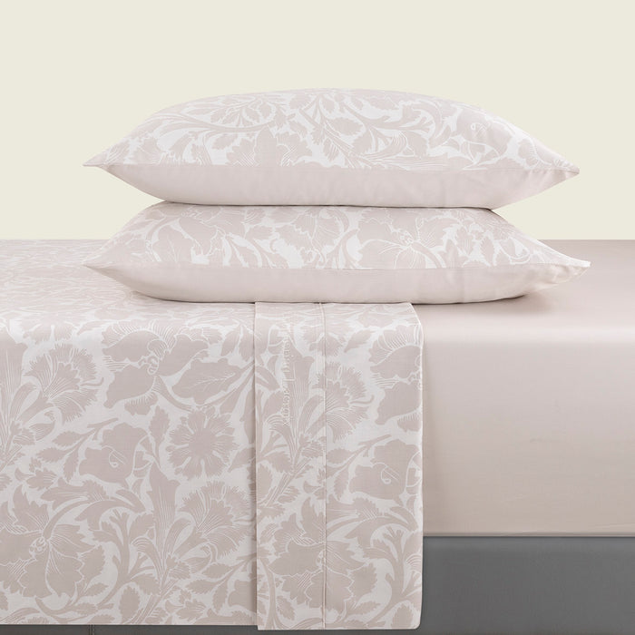 Cxl By Christian Lacroix Ensemble De Draps : Drap-housse Drap Plat Taie(s) D'oreiller En Satin De Coton - Dessin Arabesque Taupe