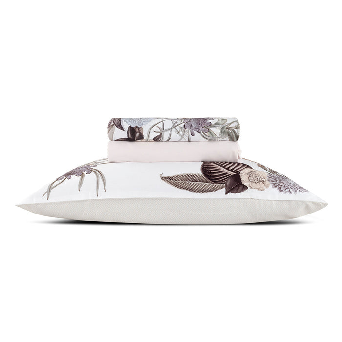 Cxl By Christian Lacroix Ensemble De Draps : Drap-housse Drap Plat Taie(s) D'oreiller En Satin De Coton - Dessin Garden Taupe