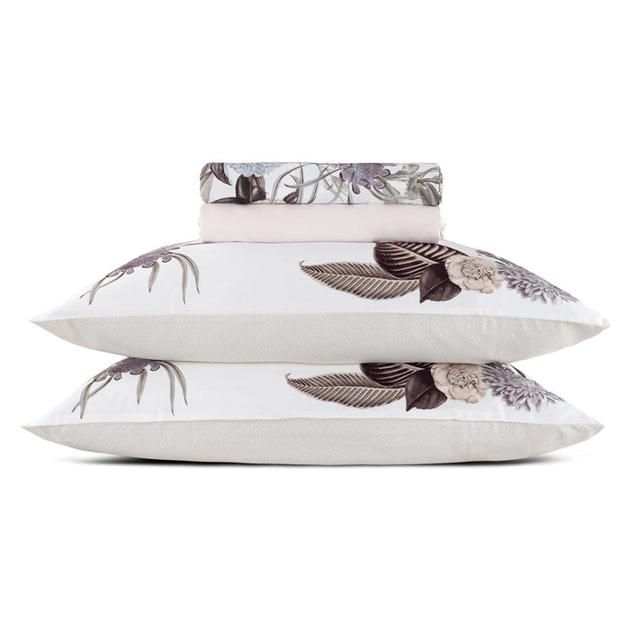 cxl by christian lacroix Ensemble de draps : drap-housse drap plat taie(s) d'oreiller en satin de coton - dessin Garden Taupe