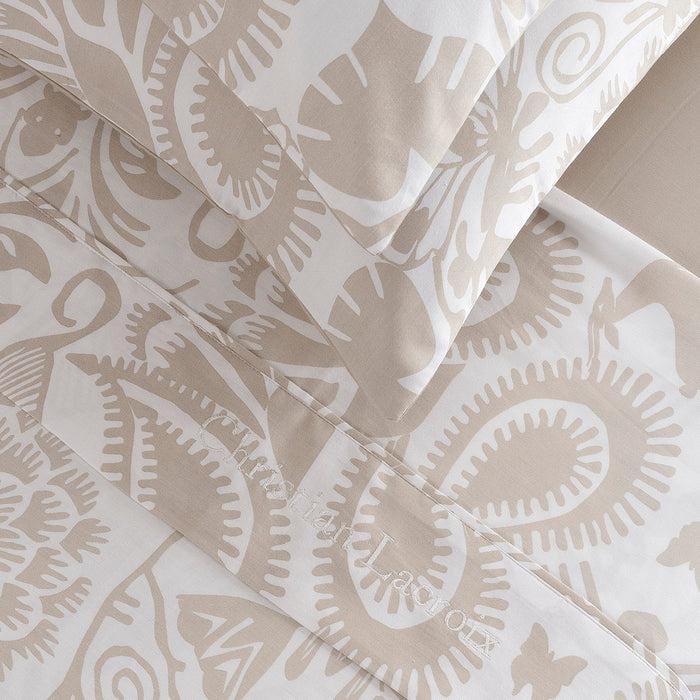 Cxl By Christian Lacroix Ensemble De Draps : Drap-housse Drap Plat Taie(s) D'oreiller En Satin De Coton - Dessin Love Stories Taupe