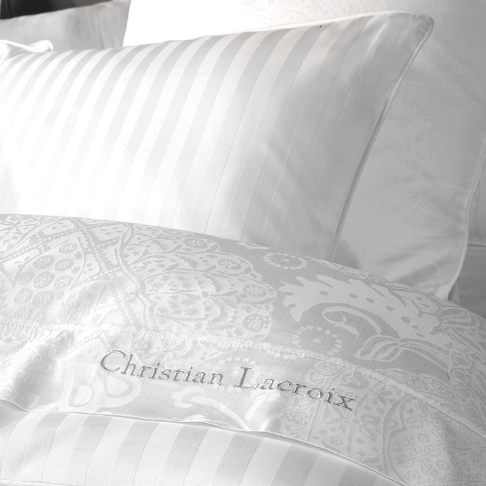 Cxl By Christian Lacroix Housse De Couette Satin De Coton - Tissé Jacquard Arles Blanc