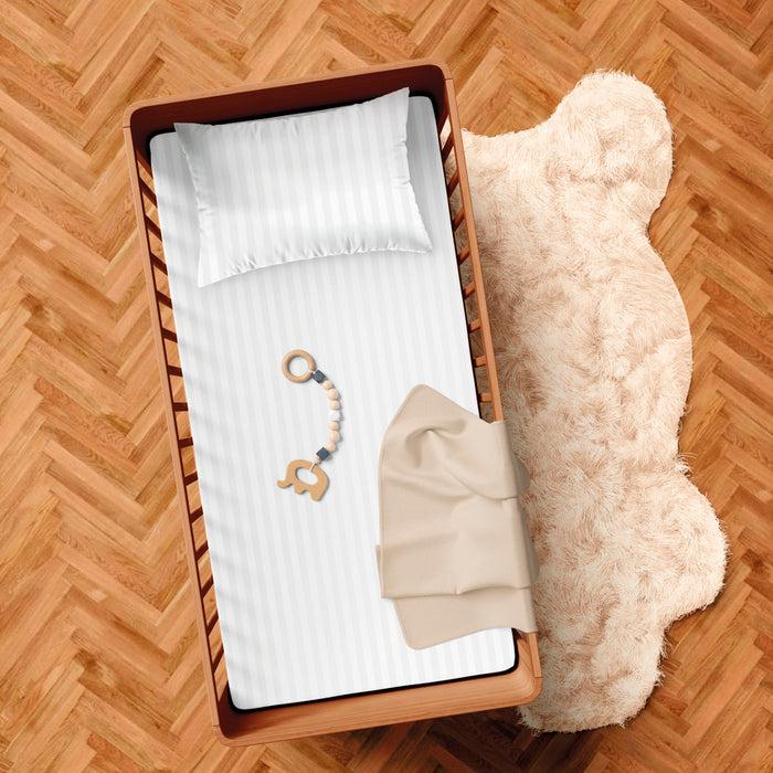 Cxl By Christian Lacroix Housse De Couette + Taie D'oreiller Bébé Satin De Coton - Tissé Jacquard - Rayure Blanc