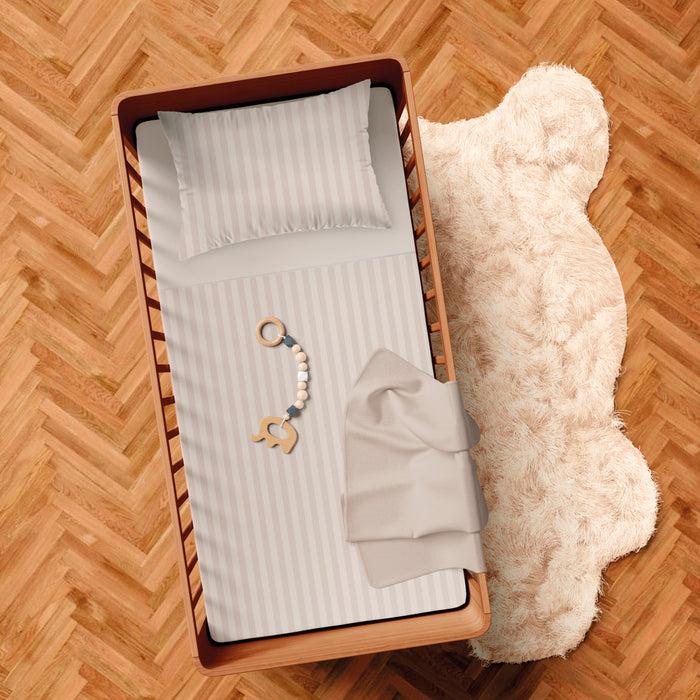 Cxl By Christian Lacroix Housse De Couette + Taie D'oreiller Bébé Satin De Coton - Tissé Jacquard - Rayure Taupe