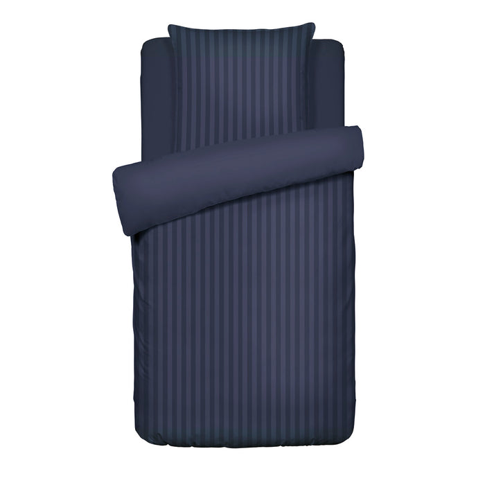 Cxl By Christian Lacroix Housse De Couette + Taie(s) D'oreiller En Satin De Coton - Bleu Foncé Rayé