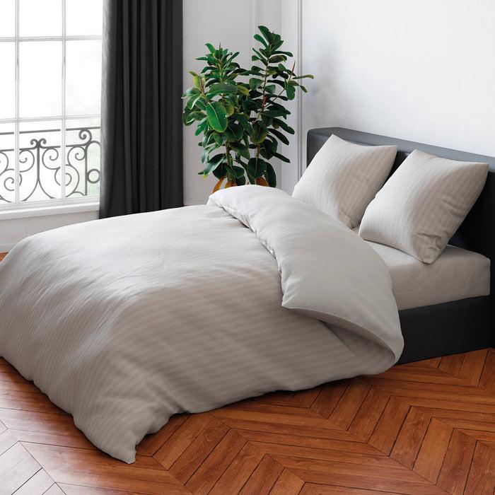 Cxl By Christian Lacroix Housse De Couette + Taie(s) D'oreiller Satin De Coton - Rayure Tissé Taupe