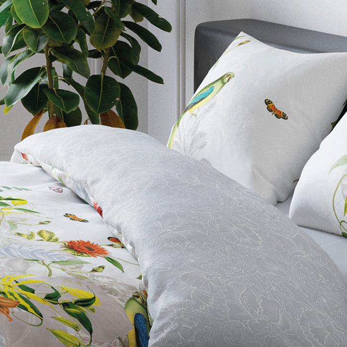 Cxl By Christian Lacroix Housse De Couette + Taie(s) D'oreiller Satin De Coton - Jardin D'hiver Gris Perle